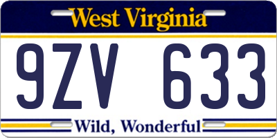 WV license plate 9ZV633