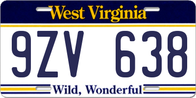 WV license plate 9ZV638