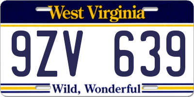 WV license plate 9ZV639