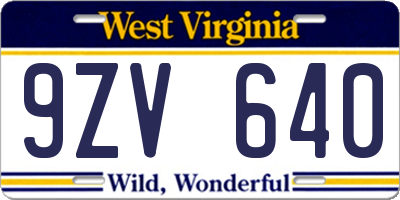 WV license plate 9ZV640