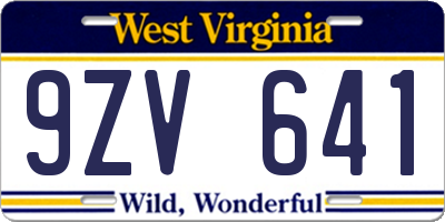 WV license plate 9ZV641