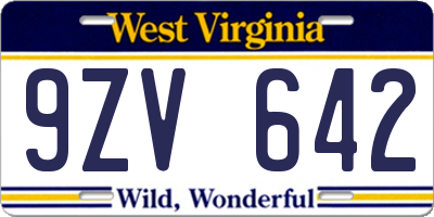 WV license plate 9ZV642