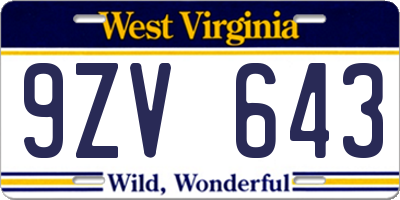 WV license plate 9ZV643