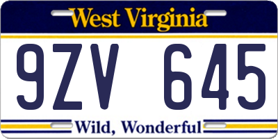 WV license plate 9ZV645