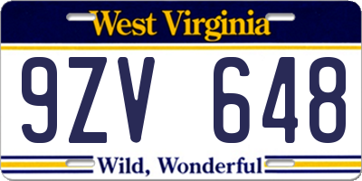 WV license plate 9ZV648