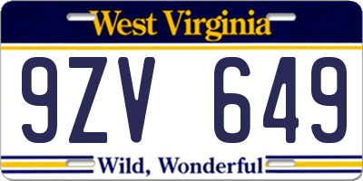 WV license plate 9ZV649