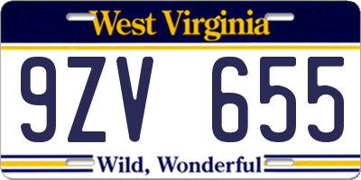 WV license plate 9ZV655