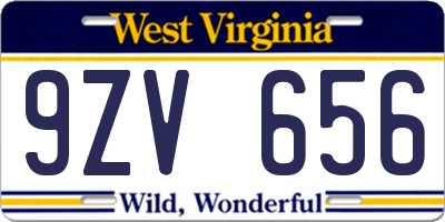 WV license plate 9ZV656