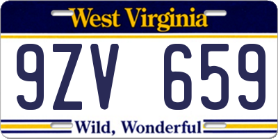 WV license plate 9ZV659