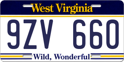 WV license plate 9ZV660
