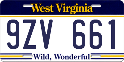 WV license plate 9ZV661