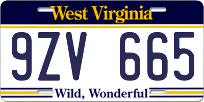 WV license plate 9ZV665