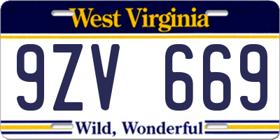 WV license plate 9ZV669