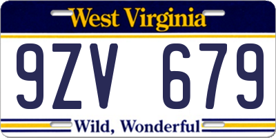 WV license plate 9ZV679