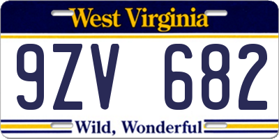 WV license plate 9ZV682