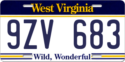 WV license plate 9ZV683