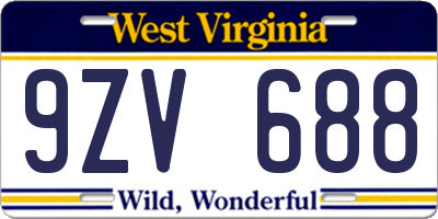 WV license plate 9ZV688