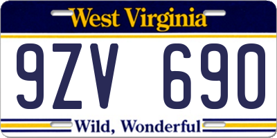 WV license plate 9ZV690