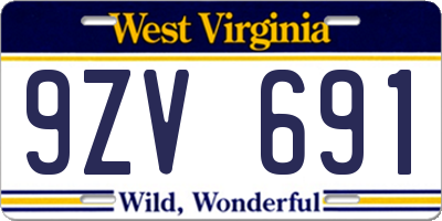 WV license plate 9ZV691