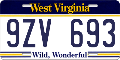 WV license plate 9ZV693