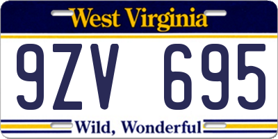 WV license plate 9ZV695