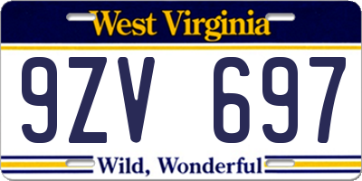 WV license plate 9ZV697