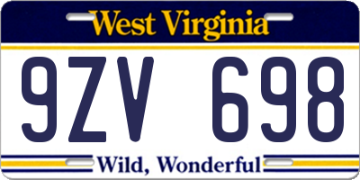 WV license plate 9ZV698