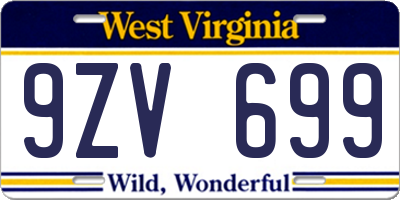 WV license plate 9ZV699