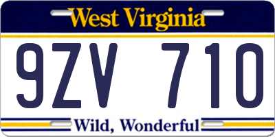 WV license plate 9ZV710