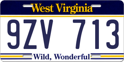 WV license plate 9ZV713