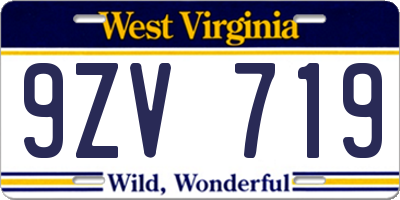 WV license plate 9ZV719
