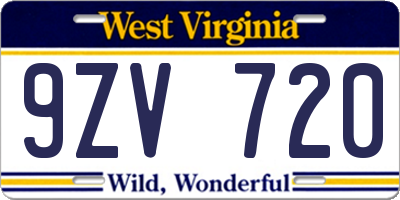 WV license plate 9ZV720
