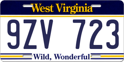 WV license plate 9ZV723