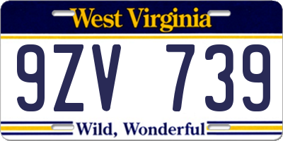 WV license plate 9ZV739