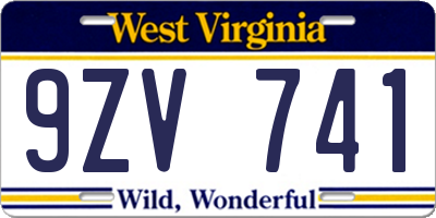 WV license plate 9ZV741