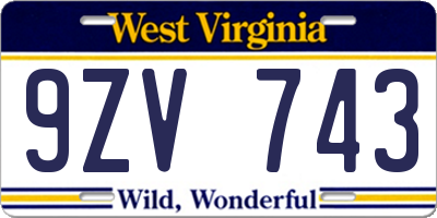 WV license plate 9ZV743