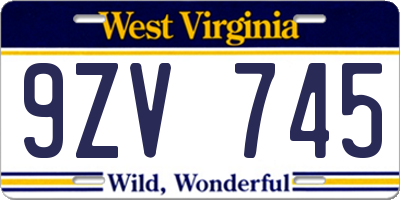 WV license plate 9ZV745
