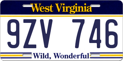 WV license plate 9ZV746