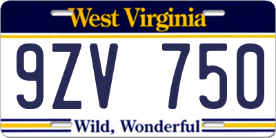WV license plate 9ZV750