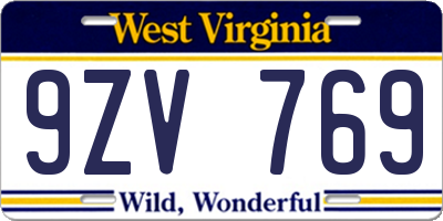 WV license plate 9ZV769