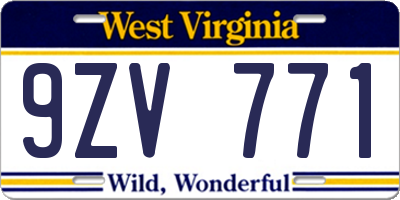 WV license plate 9ZV771