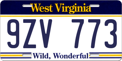 WV license plate 9ZV773