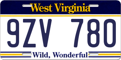 WV license plate 9ZV780
