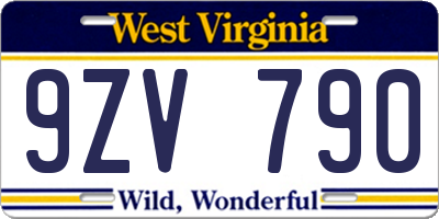 WV license plate 9ZV790