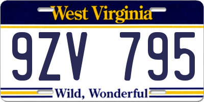 WV license plate 9ZV795