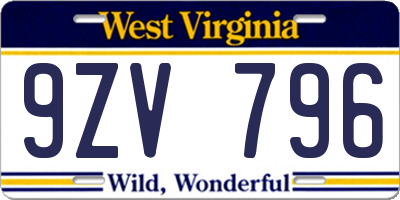 WV license plate 9ZV796