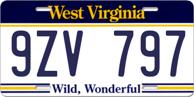 WV license plate 9ZV797