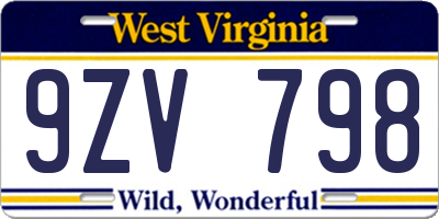 WV license plate 9ZV798