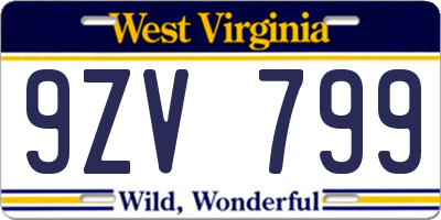 WV license plate 9ZV799