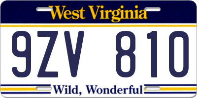 WV license plate 9ZV810